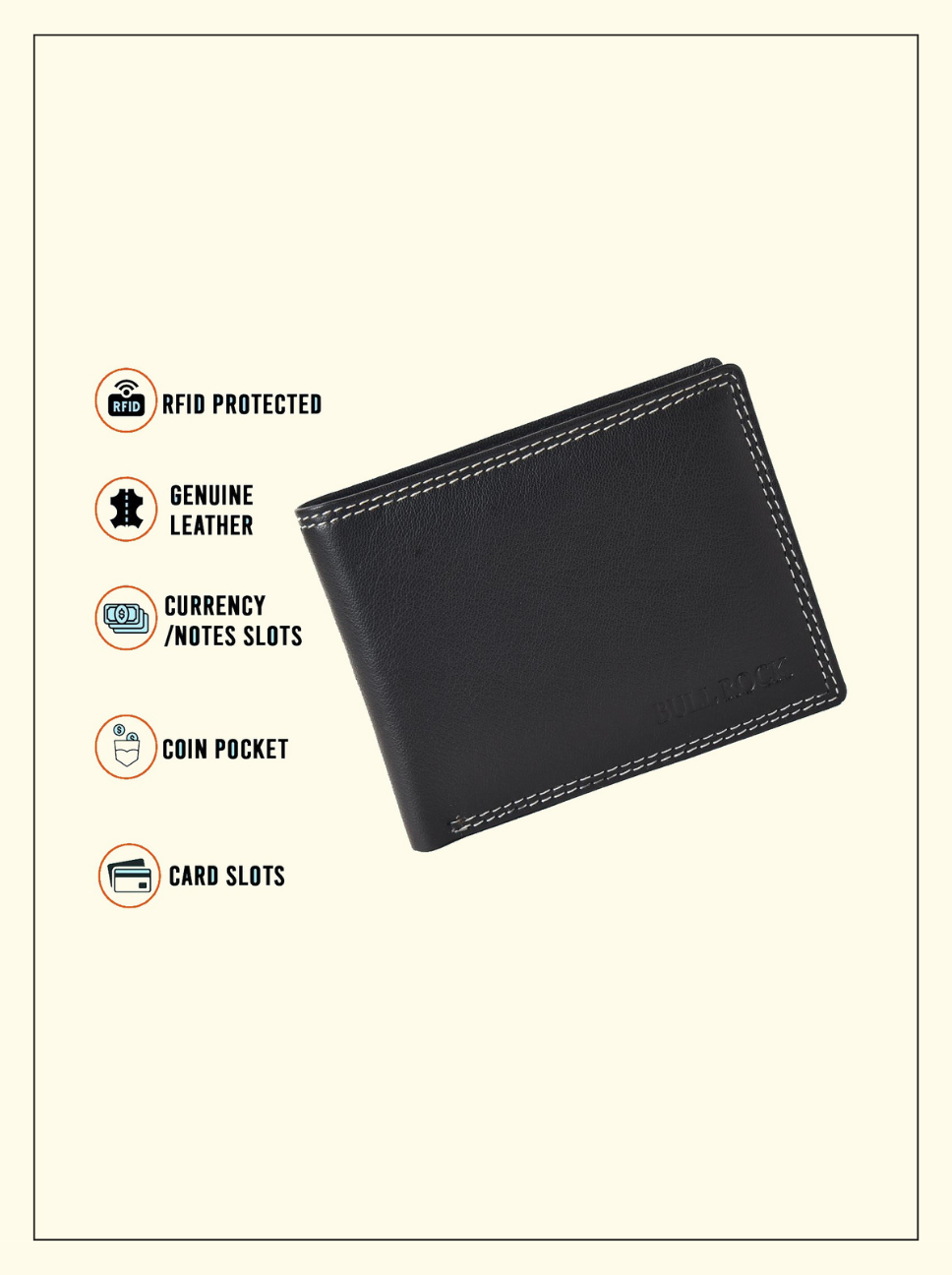 CLASSIC STITCH LEATHER WALLET – MATTE BLACK