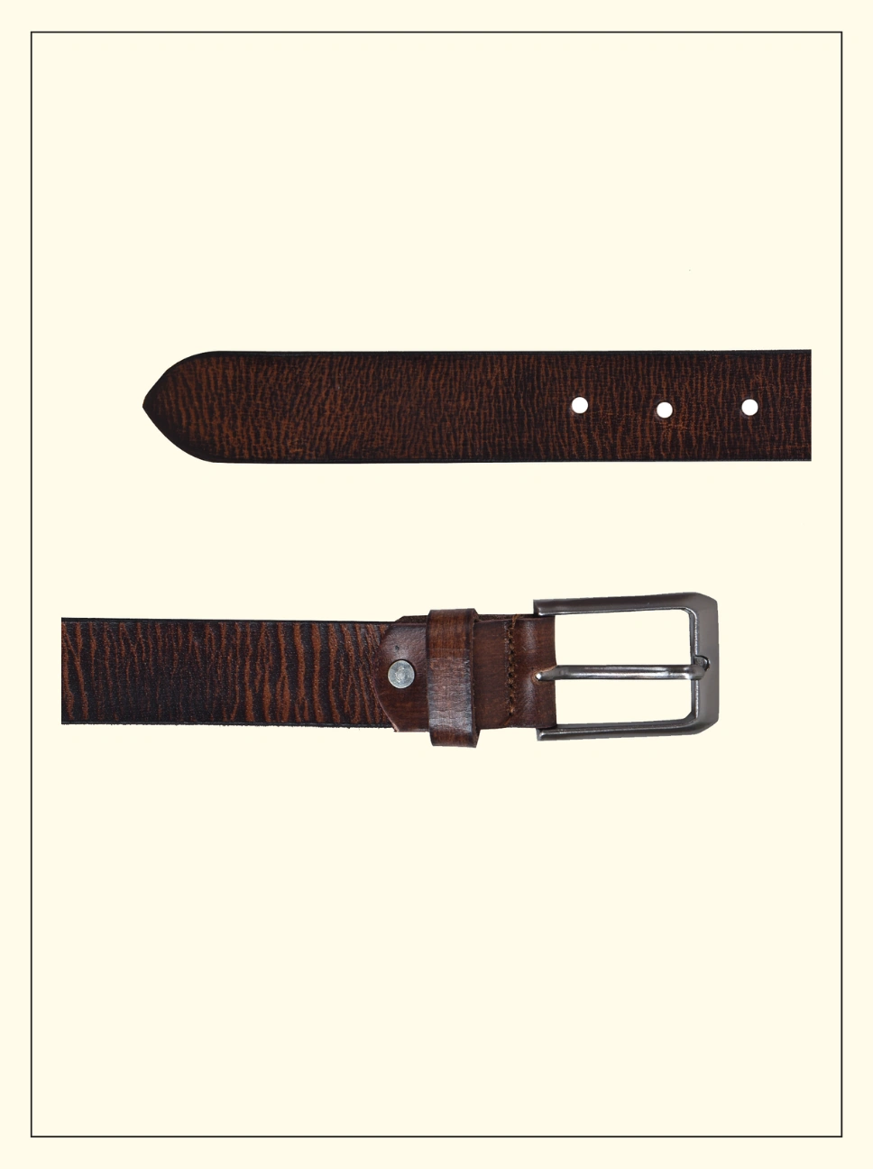Bull Rock Classic Textured Brown Leather Belt For Men