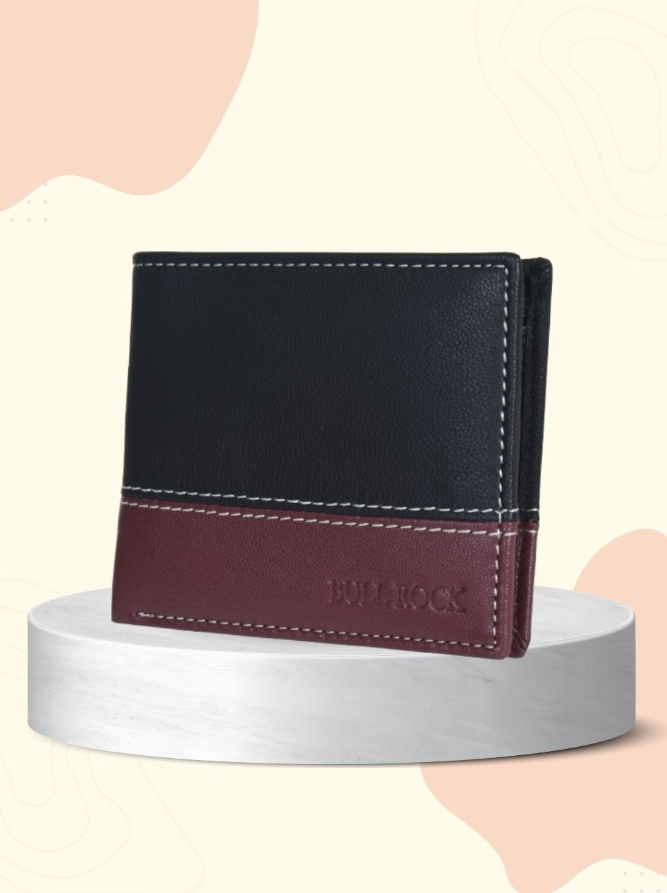 BIFOLD LEATHER WALLET – BLACK & MAROON CONTRAST STITCH